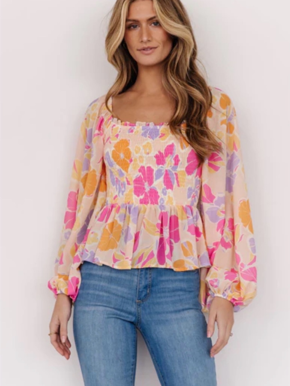 Baltic Born Sally Smocked Floral Peplum Top